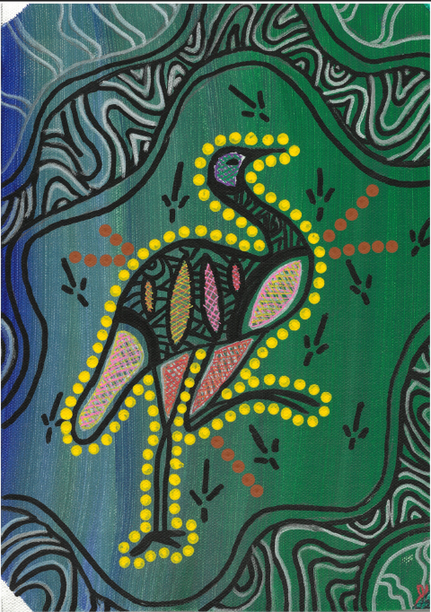 Aboriginal artwork of an Emu