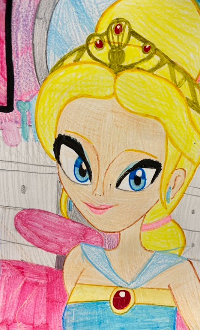 pencil drawing of a Disney princess resembling Cinderella