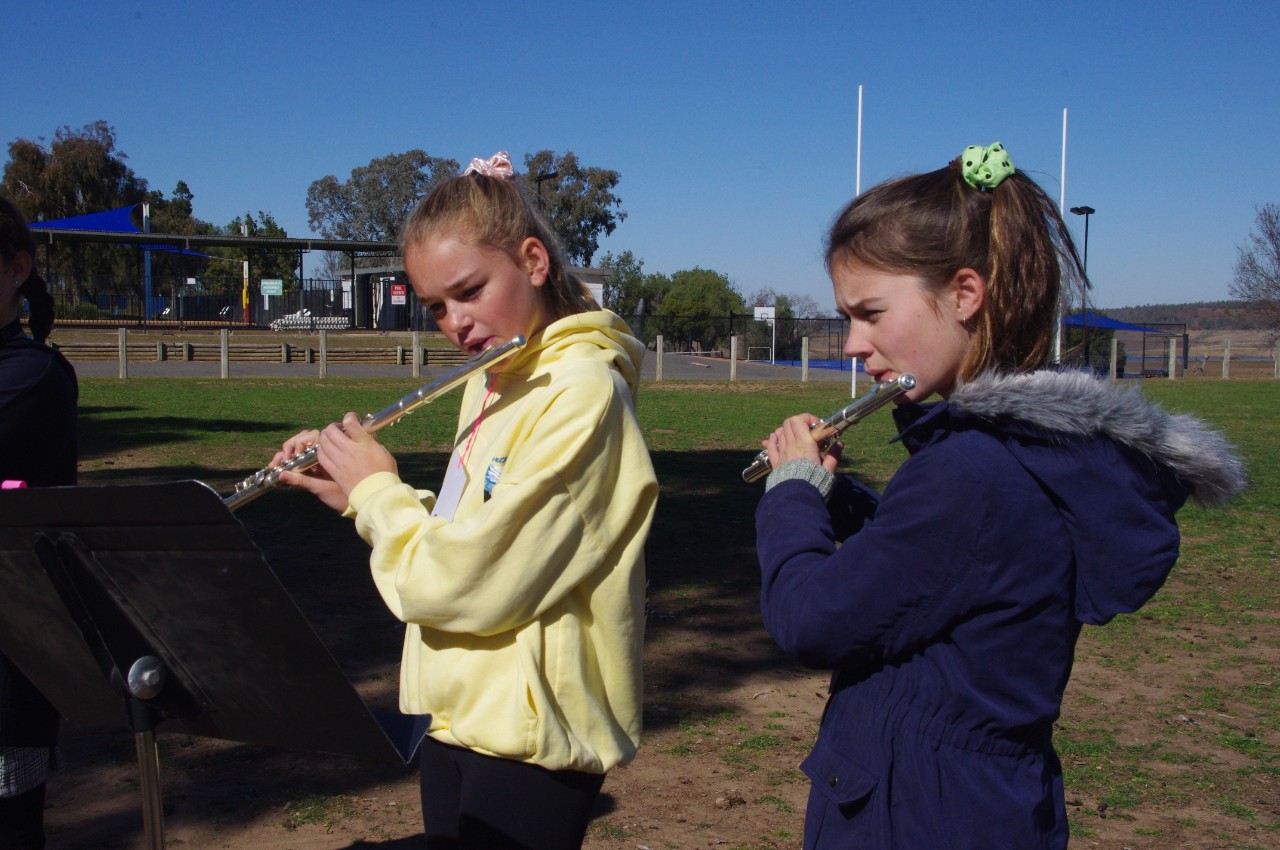 Two flautists playing at the New England Band and Vocal camp