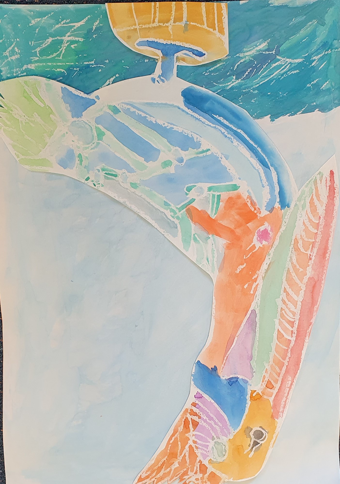 student artwork - Pelican on the water