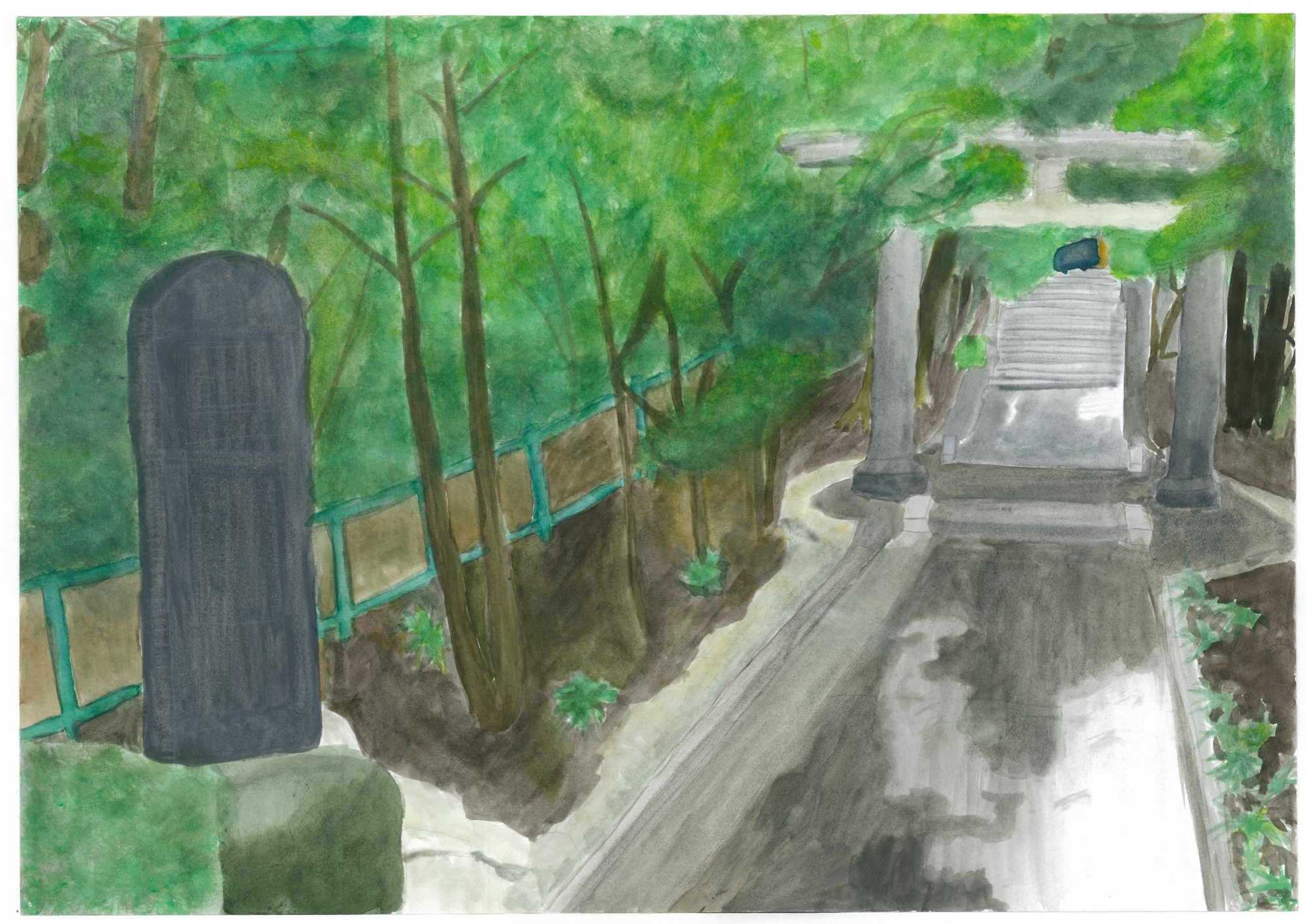 student artwork - Hachiman Shrine entrance