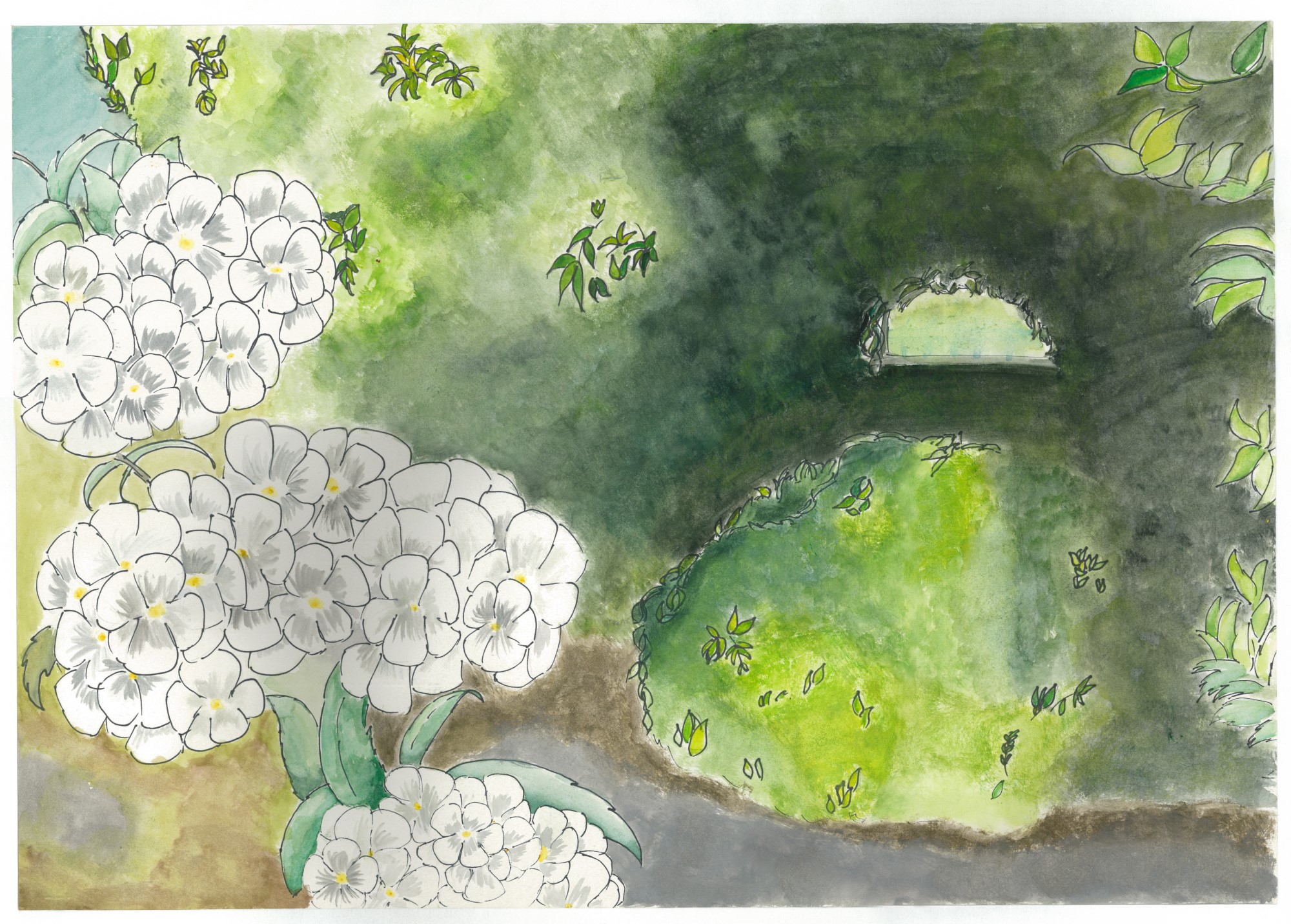student artwork - many small white flowers
