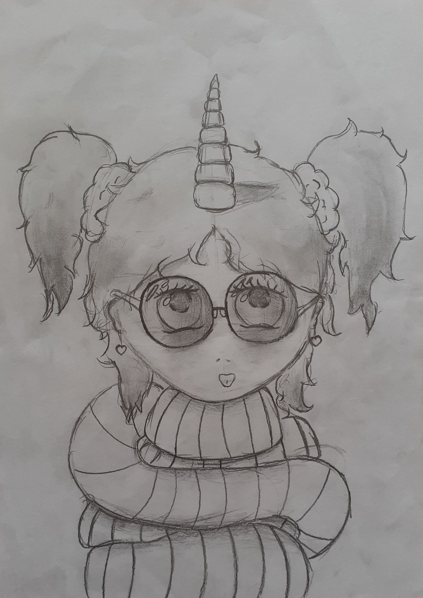 Student artwork - A girl with a unicorn horn