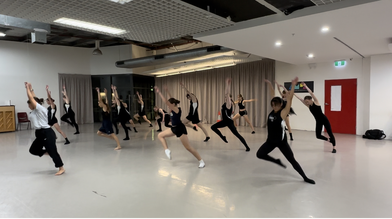 Senior NSW PS dance ensemble students rehearsing