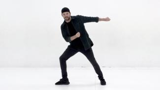 Neale Whittaker demonstrating a hip hop dance in the style of litefeet
