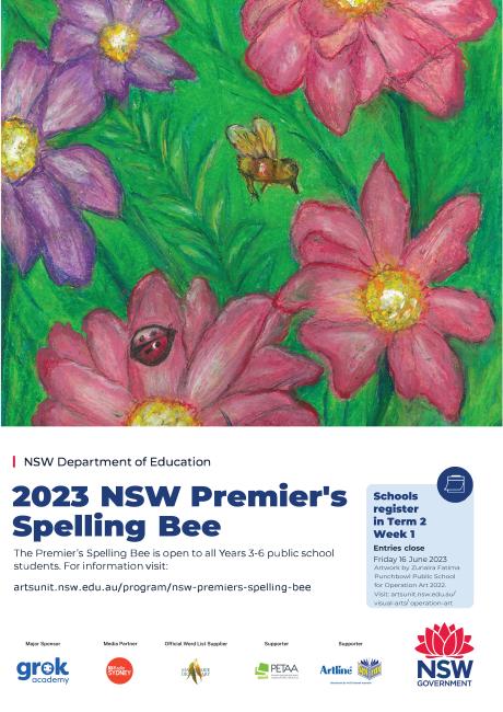 2023 NSW Premier's Spelling Bee poster