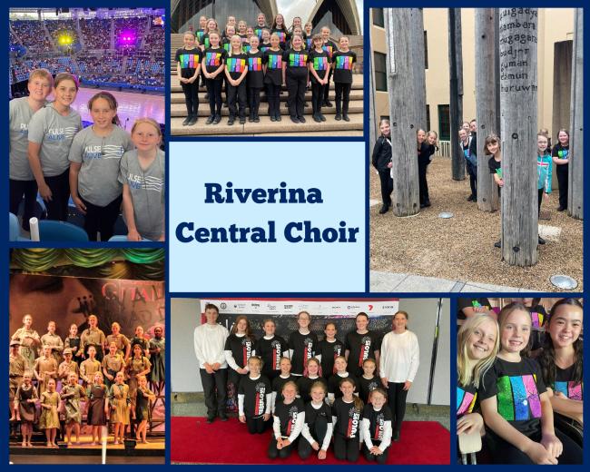 Riverina Central Choir photo collage of students at different performances