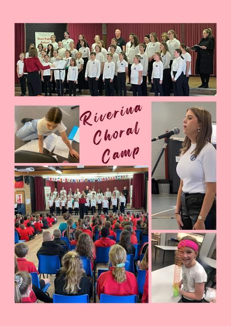 A collection of photos of students performing as part of the Riverina Choral Camp.