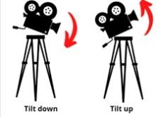 figures of cameras on tripods tilting down and up