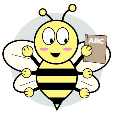 Cartoon bee with book