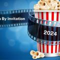 Popcorn with film reel around it with the title Film By Inviation 2024